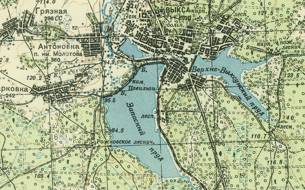 Топографические карты Выксы 40-х годов, довоенные карты, выксунский район